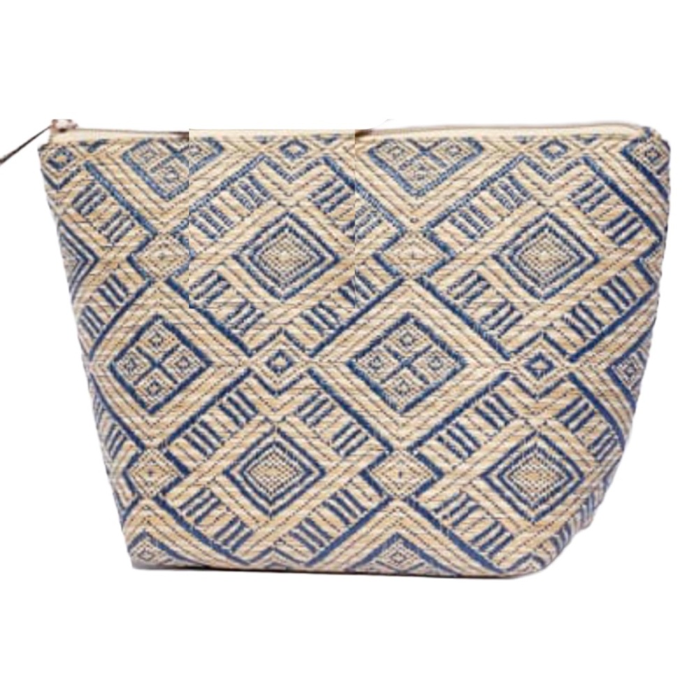 ONLY 1! Stephanie Johnson Blue & Tan Laura Woven Cosmetic Bag